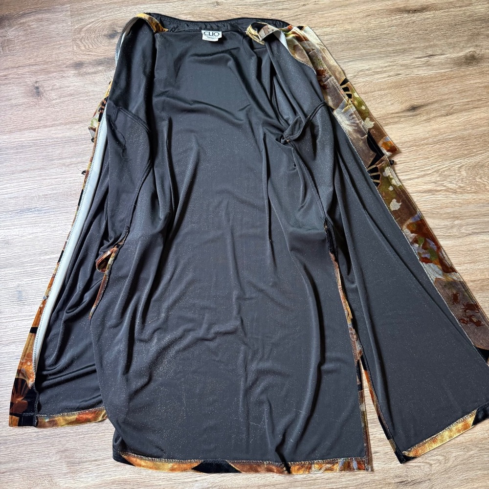 VTG 90s Y2K CLIO Velvet Duster Kimono Dragon Asian Mandarin Vamp Velour | PL - Picture 3 of 10